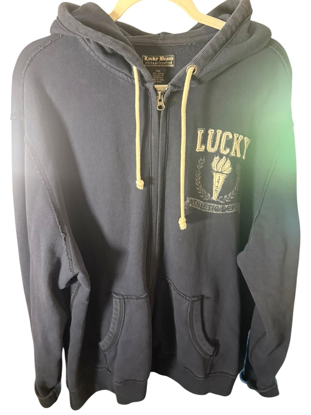 Lucky Brand Men’s XXL Vintage Inspired Athletic Dept Full Zip Hoodie